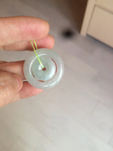 Load image into Gallery viewer, 28.5mm Type A 100% Natural light green Jadeite Jade concentric circle safety Guardian ring Pendant (子母扣,同心环) AC84