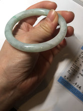 Load image into Gallery viewer, 53.6mm certified 100% natural type A white/sunny green round cut jadeite jade bangle AU38-9812