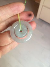 Load image into Gallery viewer, 28.5mm Type A 100% Natural light green Jadeite Jade concentric circle safety Guardian ring Pendant (子母扣,同心环) AC84
