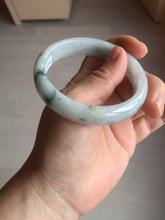 Load image into Gallery viewer, 55.4mm certified Type A 100% Natural light purple with green floating flowers Jadeite Jade bangle AU11-1260