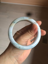 Load image into Gallery viewer, 57.7mm certified Type A 100% Natural light purple/white with green floating flowers Jadeite Jade bangle AY62-0442