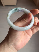 Load image into Gallery viewer, 55.4mm certified Type A 100% Natural light purple with green floating flowers Jadeite Jade bangle AU11-1260