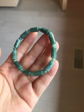 Load image into Gallery viewer, Size 50-58mm 100% Natural Type A Dark Green Blue Guatemala Jadeite Jade Cylinder & Round Bead Bracelet Group BS169