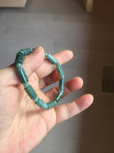Load image into Gallery viewer, Size 50-58mm 100% Natural Type A Dark Green Blue Guatemala Jadeite Jade Cylinder & Round Bead Bracelet Group BS169