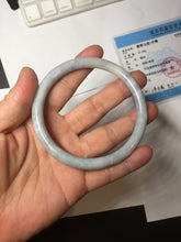 Load image into Gallery viewer, 62.2mm certified Type A 100% Natural white gray light purple round cut Jadeite Jade bangle PE91-3213