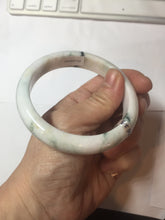 Load image into Gallery viewer, 59.4mm Certificated Type A 100% Natural White purple with green floating flowers Jadeite Jade bangle G110-1-9523