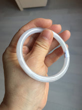 Load image into Gallery viewer, 55.5mm 100% natural Type A icy watery light purple white slim round cut jadeite jade bangle BM106-4527