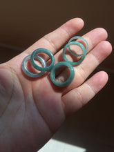 Load image into Gallery viewer, 14.7mm/size 3 3/4 100% natural type A icy watery green/blue/gray Guatemala jadeite jade band ring group AF50