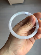 Load image into Gallery viewer, 55.5mm 100% natural Type A icy watery light purple white slim round cut jadeite jade bangle BM106-4527