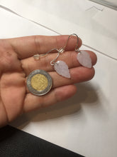 Load image into Gallery viewer, 100% natural type A white purple jadeite jade leaf earring PC25-3