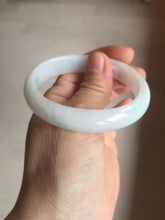 Load image into Gallery viewer, 52mm certified type A 100% Natural sunny green/white/purple oval jadeite jade bangle BK117-0281