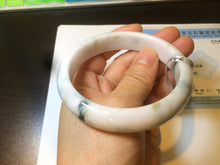 Load image into Gallery viewer, 59.6mm Certificated Type A 100% Natural White green red purplewith green floating flowers Jadeite Jade bangle G110-9546