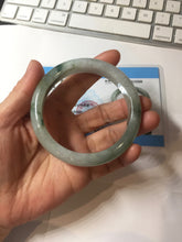 Load image into Gallery viewer, 59.2mm certified Type A 100% Natural light green gray Jadeite Jade bangle PB289-3359