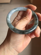 Load image into Gallery viewer, 55mm Certified Type A 100% Natural icy watery dark green/purple/gray round cut Jadeite bangle AA132-6931