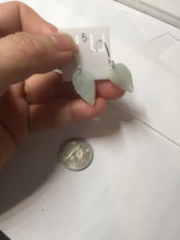 Load image into Gallery viewer, 100% natural type A icy watery light green jadeite jade leaf earring PC25-5