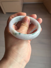 Load image into Gallery viewer, 55.3mm certified Type A 100% Natural light purple with green floating flowers Jadeite Jade bangle AU9-1264