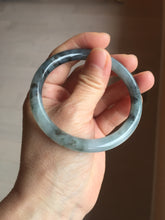 Load image into Gallery viewer, 55.8mm Certified Type A 100% Natural icy watery dark green/purple/gray round cut Jadeite bangle AA131-6925