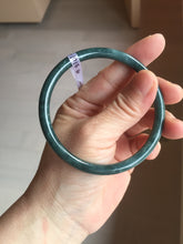 Load image into Gallery viewer, 60mm Certified Type A 100% Natural light green/blue/gray Guatemala slim round cut Jadeite bangle BP207-1015