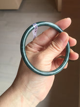 Load image into Gallery viewer, 60mm Certified Type A 100% Natural light green/blue/gray Guatemala slim round cut Jadeite bangle BP207-1015