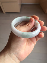 Load image into Gallery viewer, 55.3mm certified Type A 100% Natural light purple with green floating flowers Jadeite Jade bangle AU9-1264
