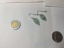Load image into Gallery viewer, 100% natural type A icy watery light green with green floating flowers jadeite jade leaf earring PC25-6