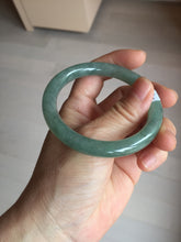 Load image into Gallery viewer, 53.6mm Certified 100% natural Type A dark green gray black(冰油青) round cut jadeite jade bangle AZ176-0514