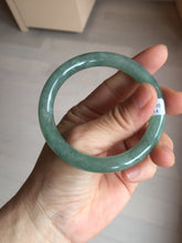 Load image into Gallery viewer, 53.6mm Certified 100% natural Type A dark green gray black(冰油青) round cut jadeite jade bangle AZ176-0514