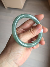 Load image into Gallery viewer, 53.6mm Certified 100% natural Type A dark green gray black(冰油青) round cut jadeite jade bangle AZ176-0514