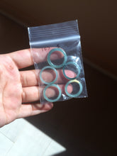 Load image into Gallery viewer, 15.7mm size 5 100% natural type A icy watery green/blue icy watery Guatemala jadeite jade band ring group BP87