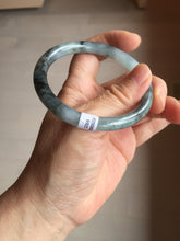 Load image into Gallery viewer, 55.8mm Certified Type A 100% Natural icy watery dark green/purple/gray round cut Jadeite bangle AA131-6925