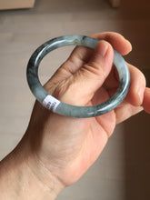 Load image into Gallery viewer, 55.8mm Certified Type A 100% Natural icy watery dark green/purple/gray round cut Jadeite bangle AA131-6925