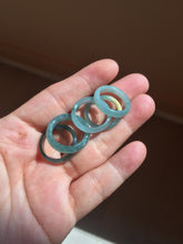 Load image into Gallery viewer, 15.7mm size 5 100% natural type A icy watery green/blue icy watery Guatemala jadeite jade band ring group BP87