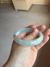 Load image into Gallery viewer, 57.7mm certificated Type A 100% Natural icy watery light green/white with dark green floating flowers Jadeite Jade bangle AD103-5251