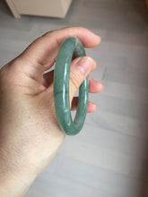 Load image into Gallery viewer, 53.6mm Certified 100% natural Type A dark green gray black(冰油青) round cut jadeite jade bangle AZ176-0514