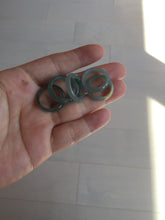 Load image into Gallery viewer, 15.7mm size 5 100% natural type A icy watery green/blue icy watery Guatemala jadeite jade band ring group BP87