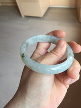 Load image into Gallery viewer, 57.7mm certificated Type A 100% Natural icy watery light green/white with dark green floating flowers Jadeite Jade bangle AD103-5251