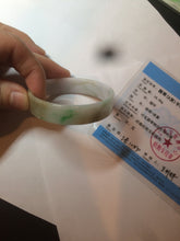Load image into Gallery viewer, 50.8mm Certified type A 100% Natural sunny green/white/purple thin square Jadeite Jade bangle AM77-2829