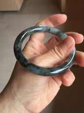Load image into Gallery viewer, 56mm Certified Type A 100% Natural icy watery dark green/purple/gray round cut Jadeite bangle AA130-6924