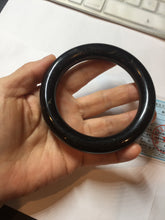 Load image into Gallery viewer, 62.6mm certified 100% Natural black meteorite chubby round cut nephrite(墨玉 MoYu) bangle HN94-6438