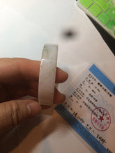 Load image into Gallery viewer, 50.8mm Certified type A 100% Natural sunny green/white/purple thin square Jadeite Jade bangle AM77-2829