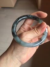 Load image into Gallery viewer, 56mm Certified Type A 100% Natural icy watery dark green/purple/gray round cut Jadeite bangle AA130-6924