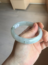 Load image into Gallery viewer, 57.7mm certificated Type A 100% Natural icy watery light green/white with dark green floating flowers Jadeite Jade bangle AD103-5251