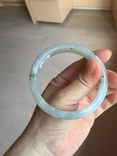 Load image into Gallery viewer, 57.7mm certificated Type A 100% Natural icy watery light green/white with dark green floating flowers Jadeite Jade bangle AD103-5251