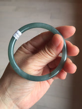 Load image into Gallery viewer, 54mm Certified Type A 100% Natural dark green/blue/gray with Guatemala slim round cut Jadeite bangle PE50-7019