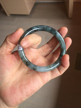 Load image into Gallery viewer, 56mm Certified Type A 100% Natural icy watery dark green/purple/gray round cut Jadeite bangle AA130-6924