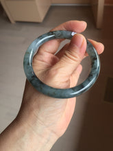 Load image into Gallery viewer, 56mm Certified Type A 100% Natural icy watery dark green/purple/gray round cut Jadeite bangle AA130-6924