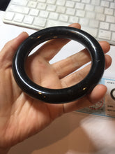 Load image into Gallery viewer, 62.6mm certified 100% Natural black meteorite chubby round cut nephrite(墨玉 MoYu) bangle HN94-6438