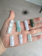 Load image into Gallery viewer, 100% Natural type A green/white/purple Jadeite Jade bamboo pendant group AC81