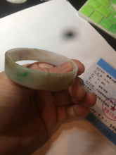 Load image into Gallery viewer, 50.8mm Certified type A 100% Natural sunny green/white/purple thin square Jadeite Jade bangle AM77-2829