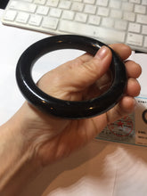 Load image into Gallery viewer, 62.6mm certified 100% Natural black meteorite chubby round cut nephrite(墨玉 MoYu) bangle HN94-6438